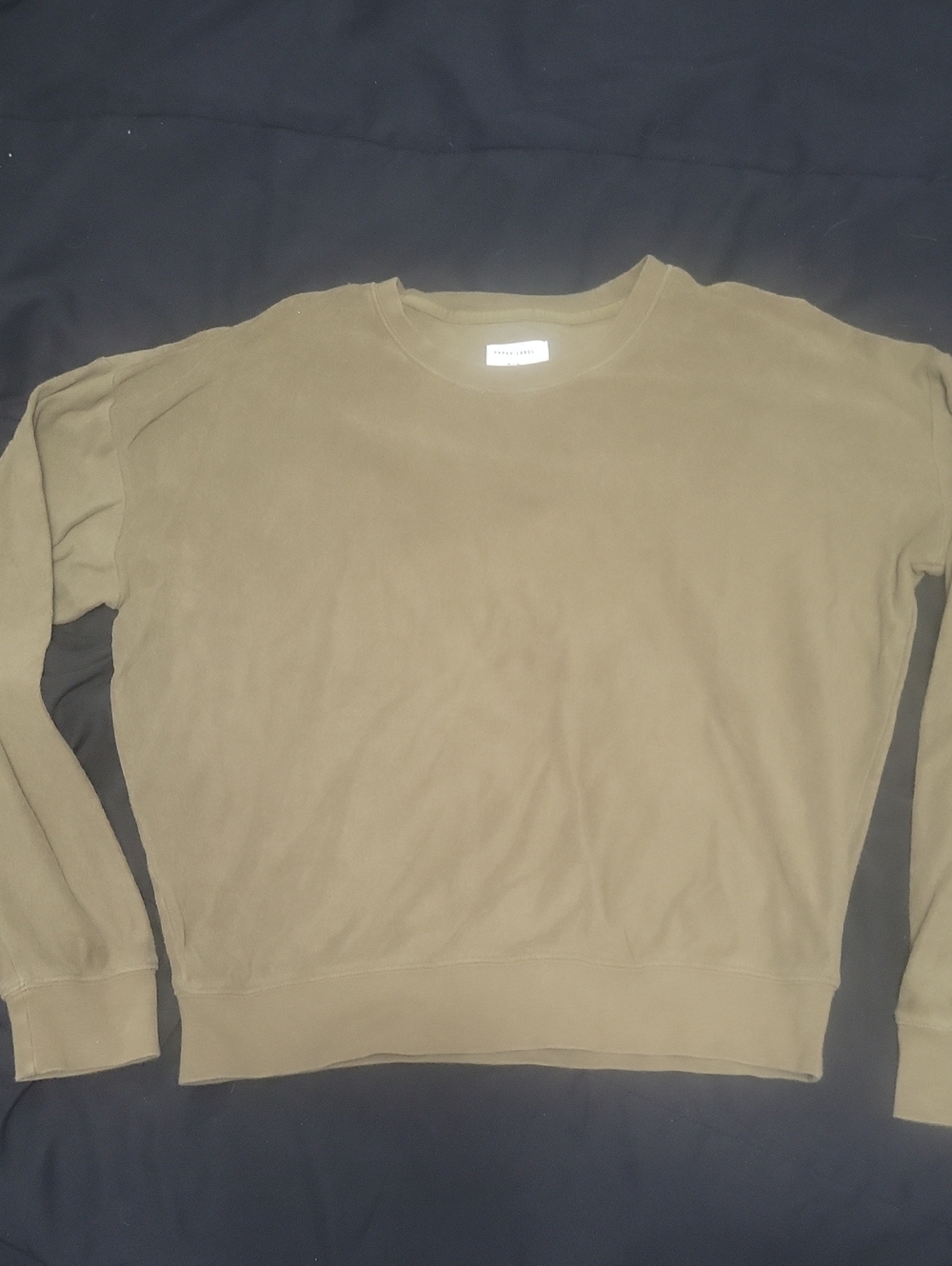 Paper Label Medium Sasha Sweatshirt in Dark Olive - 100% Cotton Terry Towel